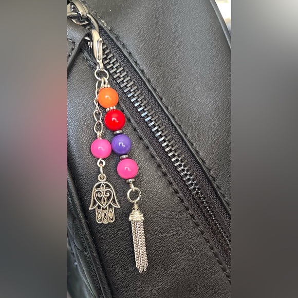 Bag charm - Colorful Hamsa Hand Bag Charm with premium Metal charms and chain - Picture 2 of 6